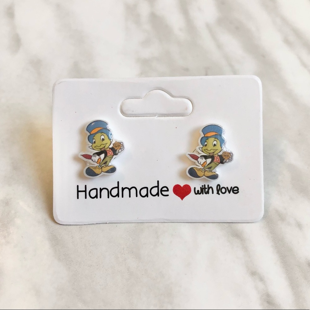 🎉 New Handmade Pinocchio Jiminy Cricket Stud Earrings